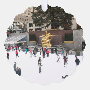 New York City Rockefeller Center Ice Skating Rink Ornament Card