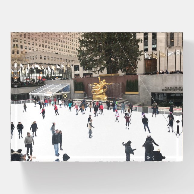 New York City Rockefeller Center Ice Skating Rink Paperweight (Front)