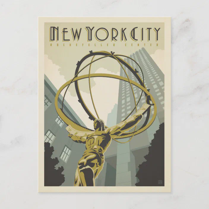 Rockefeller Center  NY New York City  Vintage 1960's  style Travel Decal sticker 