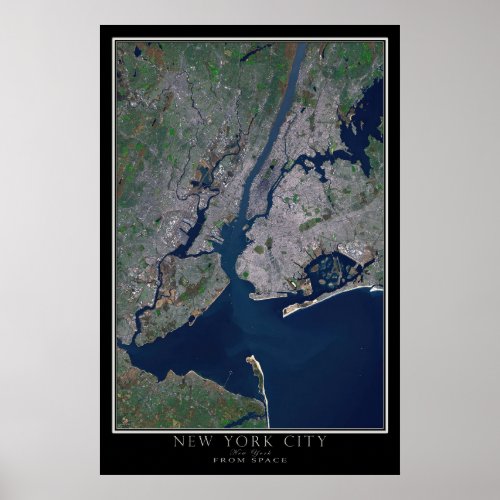 New York City Satellite Poster Map