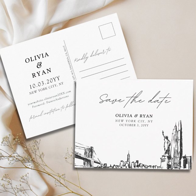 New York City Save the Date Postcard for Weddings (New York City Save the Date Postcard for Weddings)