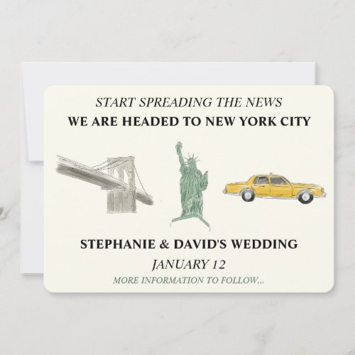 New York City Save The Date Watercolor drawing  Invitation
