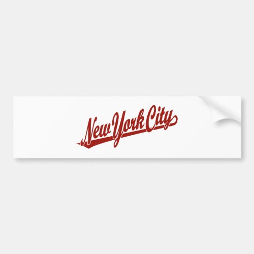 New York City script logo in red Bumper Sticker
