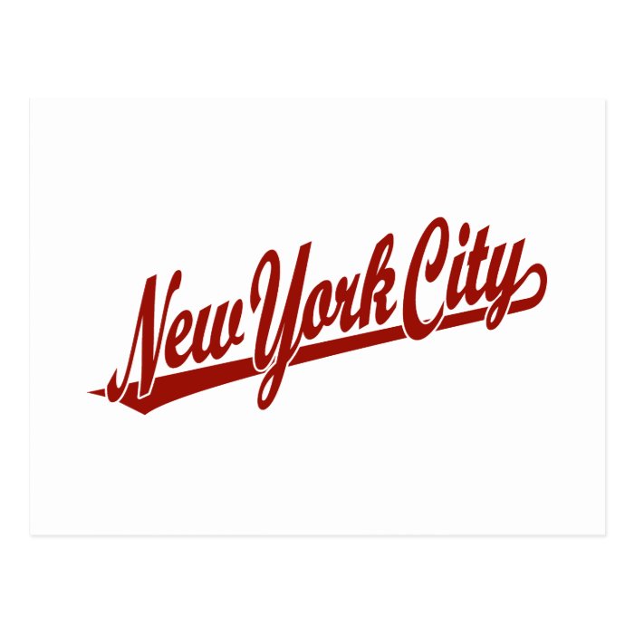 New York City script logo in red Postcard