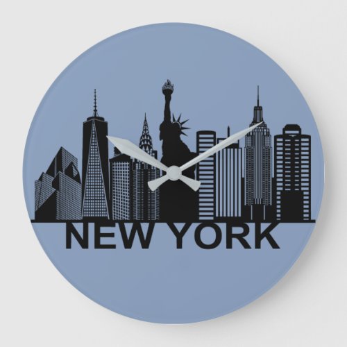 New York city silhouette Large Clock