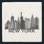 New York city silhouette Stone Coaster<br><div class="desc">This silhouette of a New York skyline features architecture and images from Manhattan. Great for New York City fans.</div>