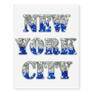 New York City Silver Blue Glitters Temporary Tattoos