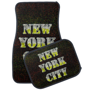 New York City Silver Gold Glitters Car Floor Mat