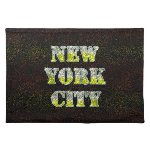 New York City Silver Gold Glitters Cloth Placemat