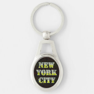 New York City Silver Gold Glitters Keychain