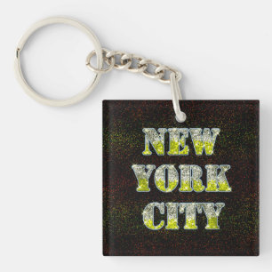 New York City Silver Gold Glitters Keychain
