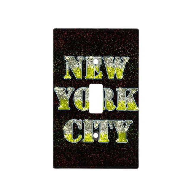 New York City Silver Gold Glitters Light Switch Cover (Front)