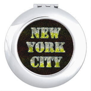 New York City Silver Gold Glitters Mirror For Makeup
