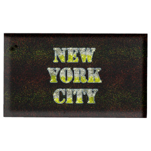 New York City Silver Gold Glitters Table Card Holder