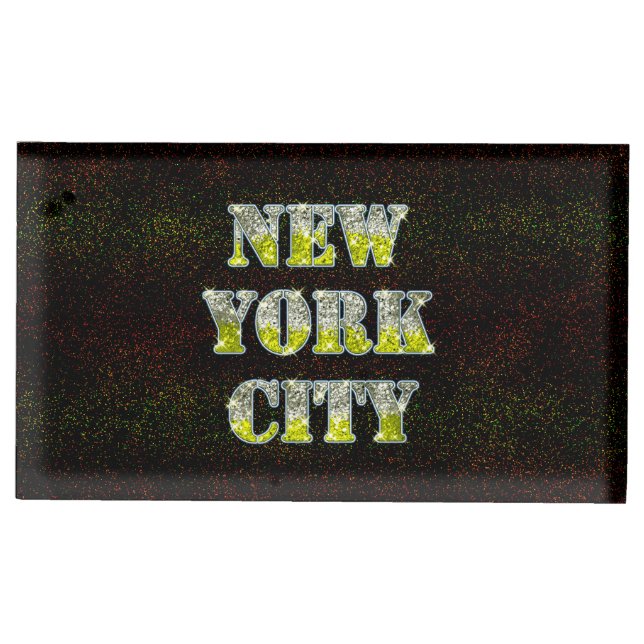New York City Silver Gold Glitters Table Card Holder (Front)