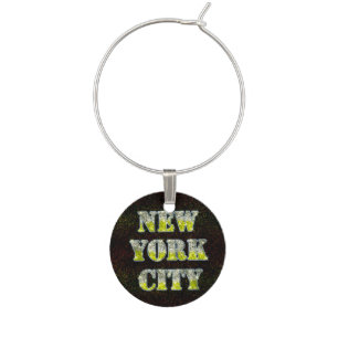 New York City Silver Gold Glitters Wine Charm