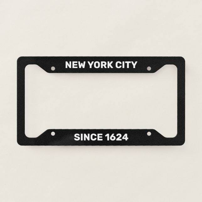 New York City Since 1624 Black License Plate Frame (Front)