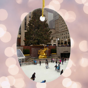 New York City Skating Rink Christmas Holiday NYC Ceramic Ornament