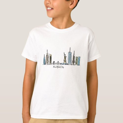 New York City Sketch Drawing T_Shirt