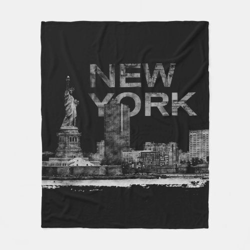 New York City Sketch  _ mixed media Fleece Blanket