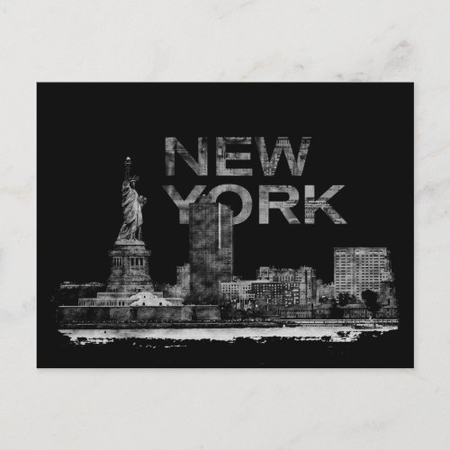 New York City Sketch  _ mixed media Holiday Postcard