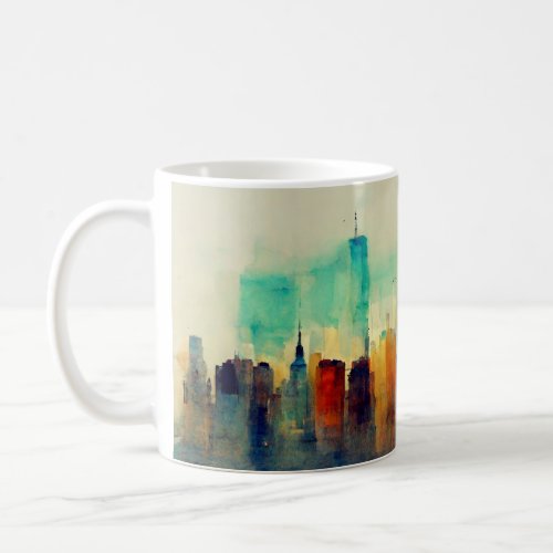 New York City Sky Line _ Water Color Coffee Mug