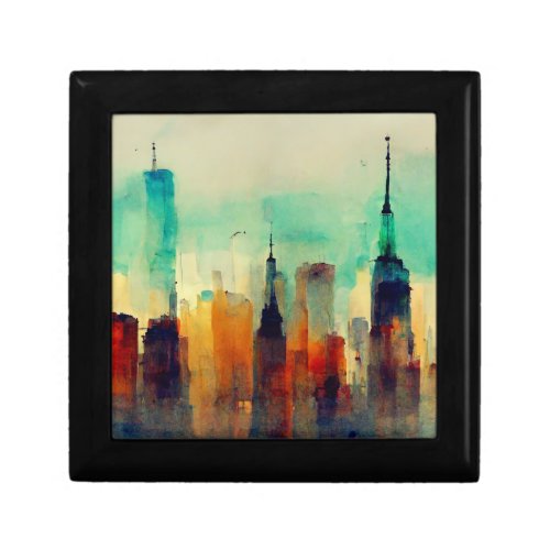 New York City Sky Line _ Water Color Gift Box