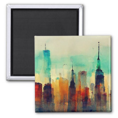 New York City Sky Line _ Water Color Magnet