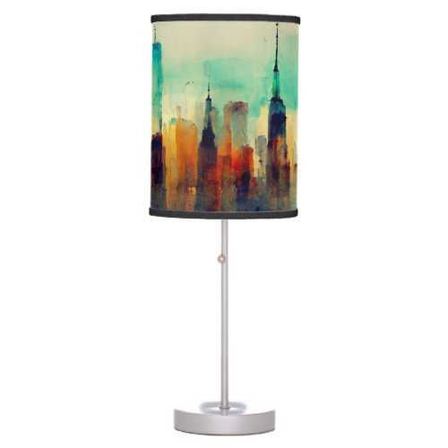 New York City Sky Line _ Water Color Table Lamp