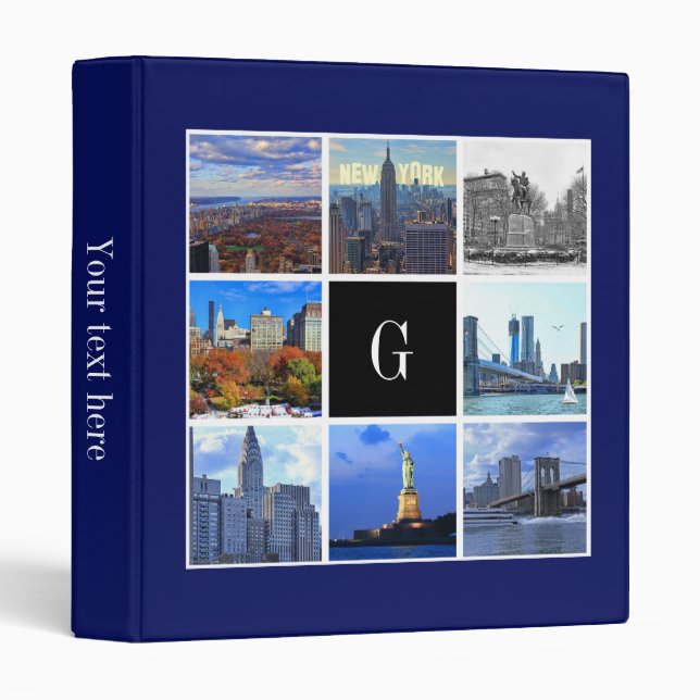New York City Skyline 8 Image Photo Collage Binder (Front/Spine)