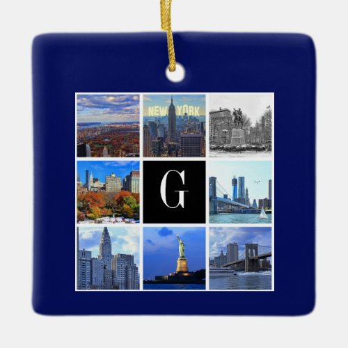 New York City Skyline 8 Image Photo Collage Ceramic Ornament