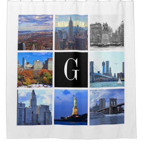 New York City Skyline 8 Image Photo Collage DIY BG Shower Curtain