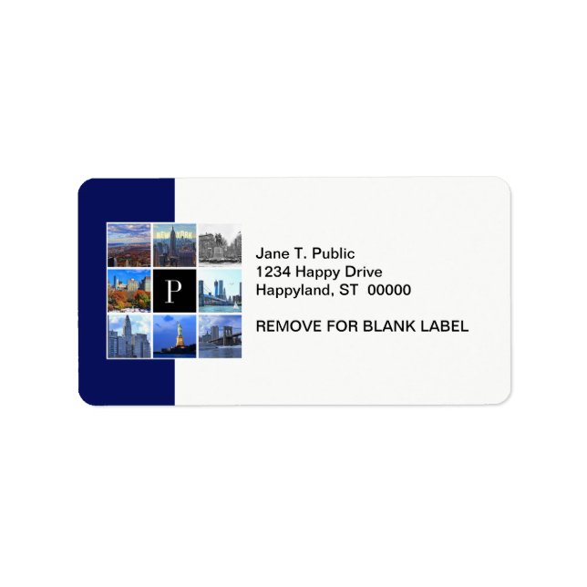 New York City Skyline 8 Image Photo Collage Label (Front)
