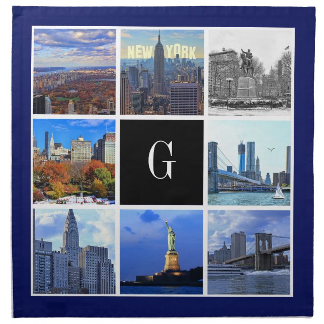 New York City Skyline 8 Image Photo Collage Napkin (Front)