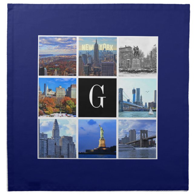 New York City Skyline 8 Image Photo Collage Napkin (Front)
