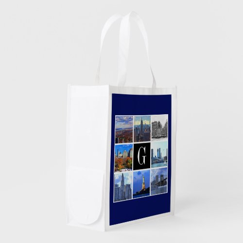 New York City Skyline 8 Image Photo Collage Reusable Grocery Bag