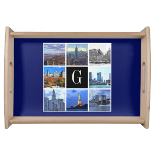 New York City Skyline 8 Image Photo Collage Serving Tray
