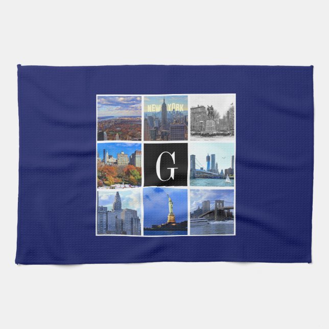 New York City Skyline 8 Image Photo Collage Towel (Horizontal)