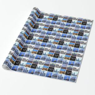 New York City Skyline 8 Image Photo Collage Wrapping Paper