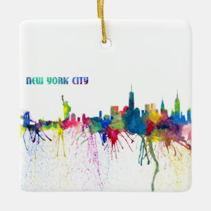 New York City Skyline an Impressionistic Blast Ceramic Ornament