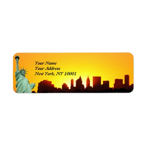 New York City Skyline and The Statue of Liberty Label