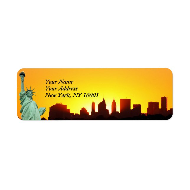 New York City Skyline and The Statue of Liberty Label (Front)