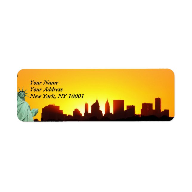 New York City Skyline and The Statue of Liberty Label (Front)