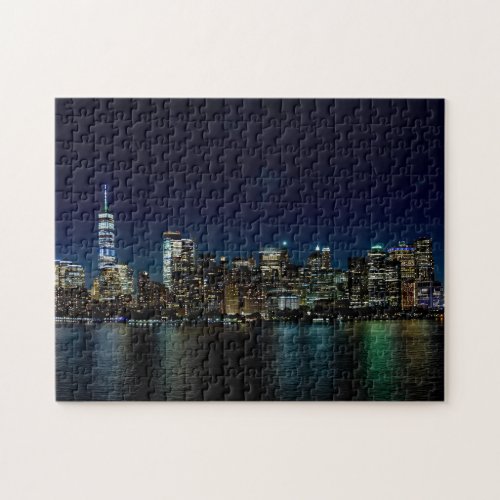 New York City Skyline at NIght  Custom Jigsaw Puzzle