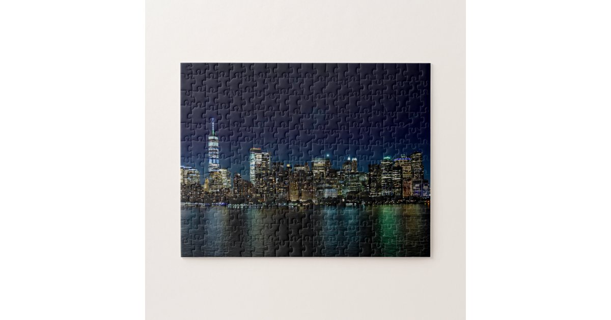 New York City Skyline at NIght | Custom Jigsaw Puzzle | Zazzle