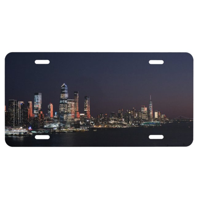 New York City Skyline At Night License Plate (Front)