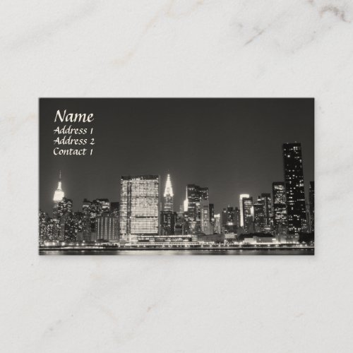 New York City Skyline at Night  Lower Manhattan Business Card