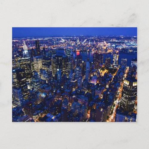 New York City Skyline At Night _ Postcard