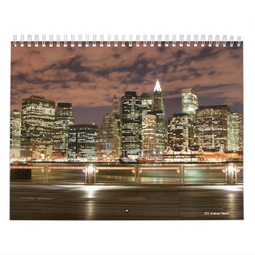 New York City Skyline At Night Wall Calendar