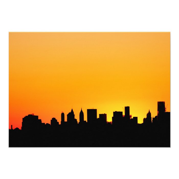 New York City Skyline at Sunset , Manhattan Custom Invitations